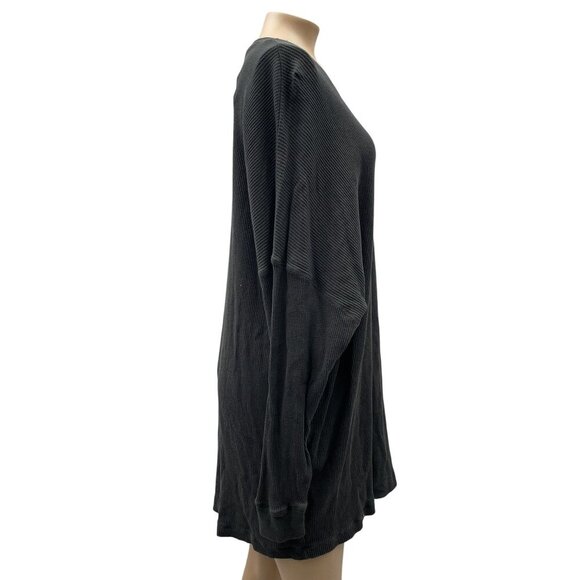 Free People Waffle Knit Oversized Dolman Sleeve Tunic Pullover Gray Women XS‎ - Picture 3 of 10